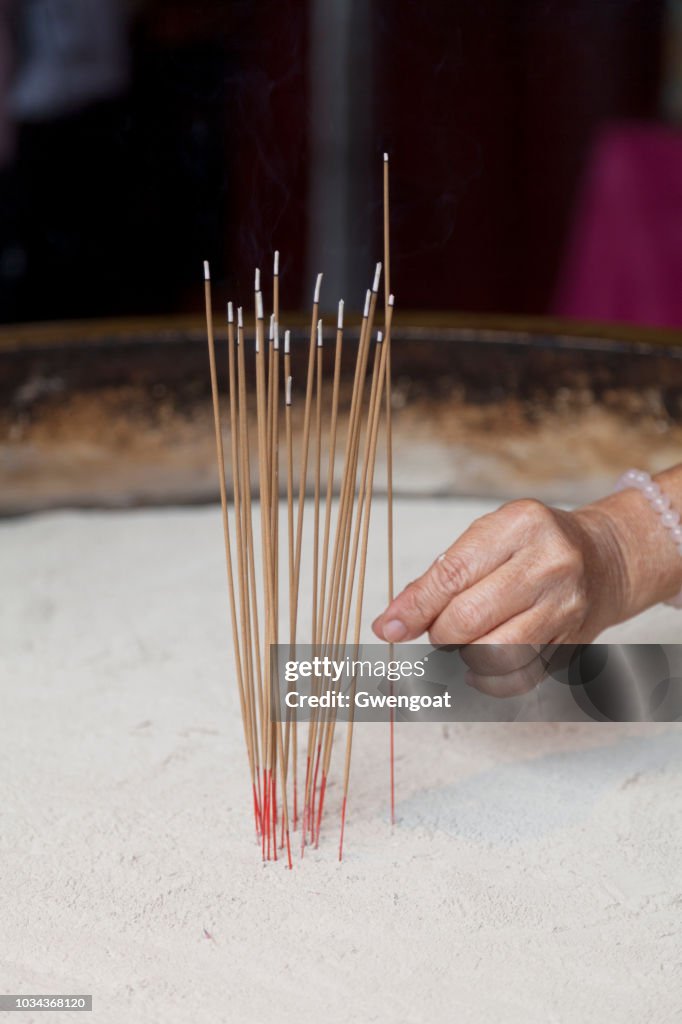 Incense burner in the Buddha Tooth Relic Temple