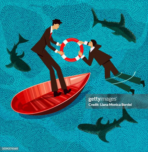 unexpected help - lifeboat stock illustrations