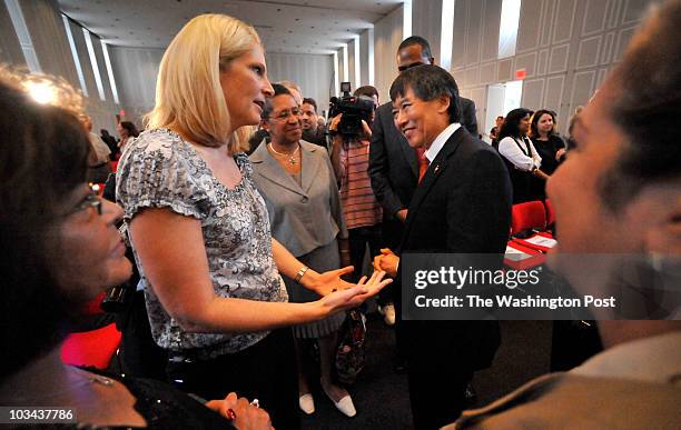 University of Maryland women's basketball head coach Brenda Frese and Dr. Wallace D. Loh the incoming president of the University of Maryland-College...