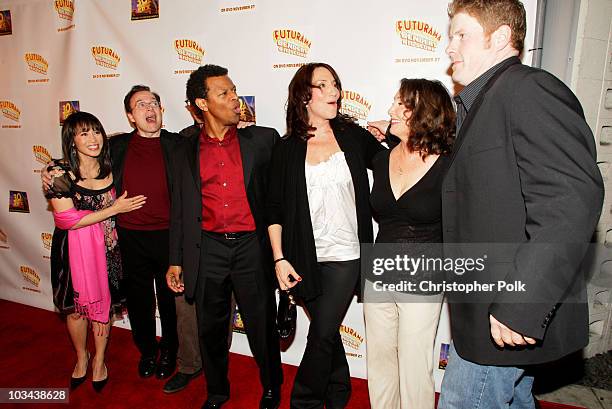 Lauren Tom, Billy West, David Cohen, Phil LaMarr, Katey Sagal, Tress MacNeille and John DiMaggio attend the premiere of Futurama 'Bender's Big Score'...