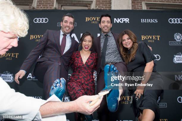Peter Tunney, Jonathan Scott, Drew Scott, Linda Phan and Natasha Koifman attend the Artists For Peace And Justice Festival Gala 2018 Presented By...