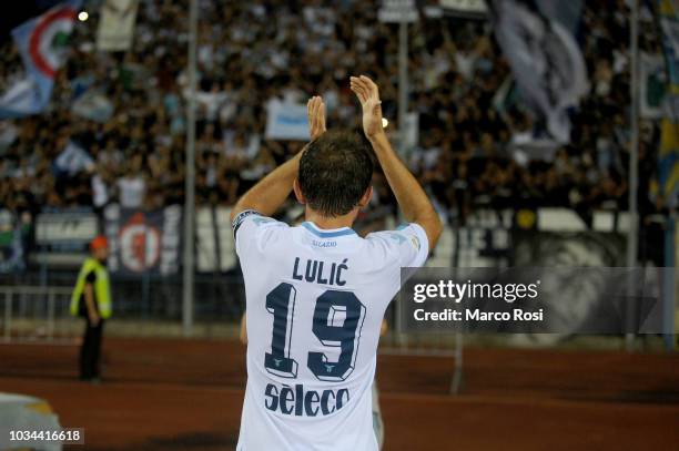 Senad Lulic of SS Lazio celebrate a winner game after the serie A match between Empoli and SS Lazio at Stadio Carlo Castellani on September 16, 2018...
