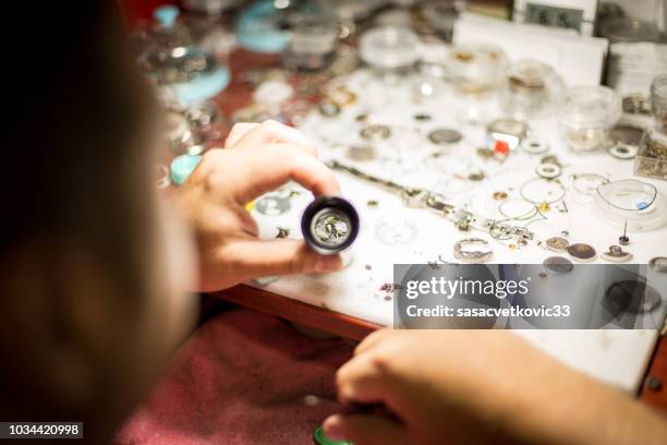 watchmaker's workshop - watchmaker tools stock pictures, royalty-free photos & images