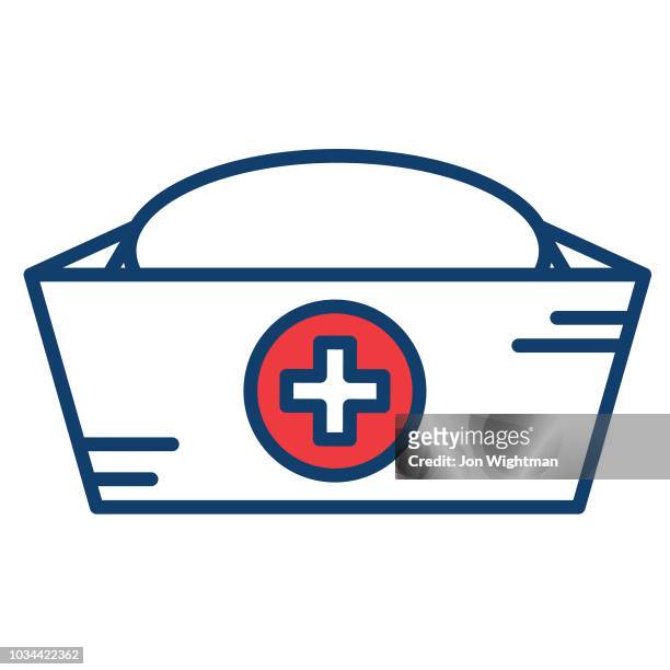 medical line icon nurse hat - nurse hat stock illustrations