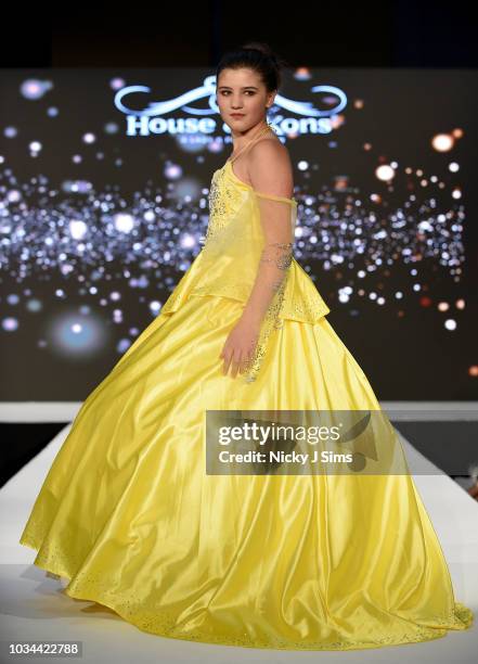 Models walk the runway for Korn Taylor on day 2 of the House of iKons show during London Fashion Week September 2018 at the Millennium Gloucester...