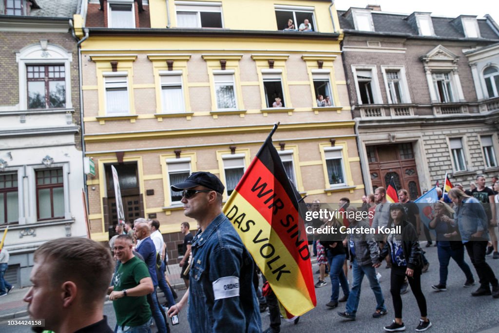 Right-Wing And Counter Demonstrators Protest In Koethen Following Death Of German Man