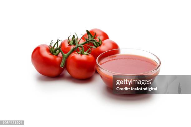 tomato sauce with fresh ripe tomatoes isolated on white background - tomato paste stock pictures, royalty-free photos & images