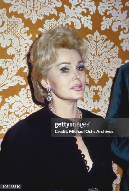 Actress Zsa Zsa Gabor attends the wedding of her ex-Husband George Sanders to her sister Magda Gabor on December 4 1970 in Los Angeles, California.