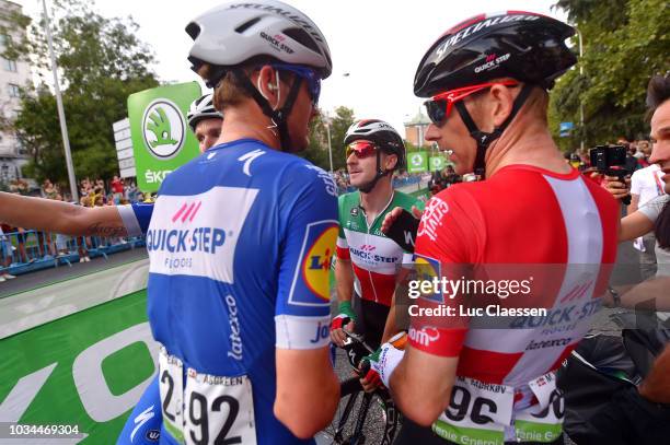 Arrival / Elia Viviani of Italy / Kasper Asgreen of Denmark / Michael Morkov of Denmark / Fabio Sabatini of Italy and Team Quick-Step Floors /...