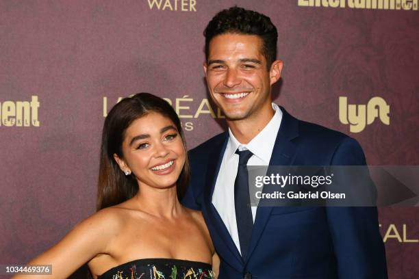 Sarah Hyland and Wells Adams arrive to the 2018 Entertainment Weekly Pre-Emmy Party at Sunset Tower Hotel on September 15, 2018 in West Hollywood,...