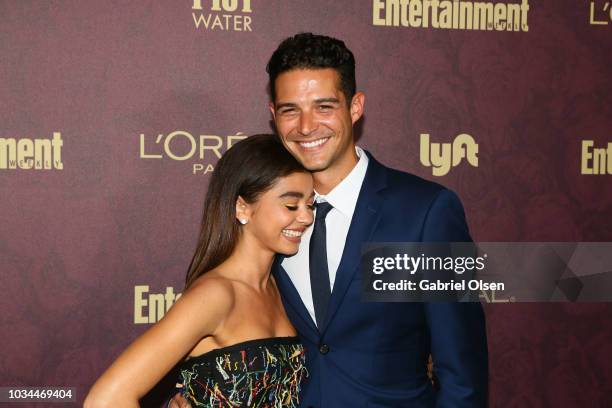 Sarah Hyland and Wells Adams arrive to the 2018 Entertainment Weekly Pre-Emmy Party at Sunset Tower Hotel on September 15, 2018 in West Hollywood,...