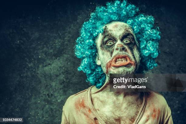 生氣的萬聖節小丑 - scary clown 個照片及圖片檔
