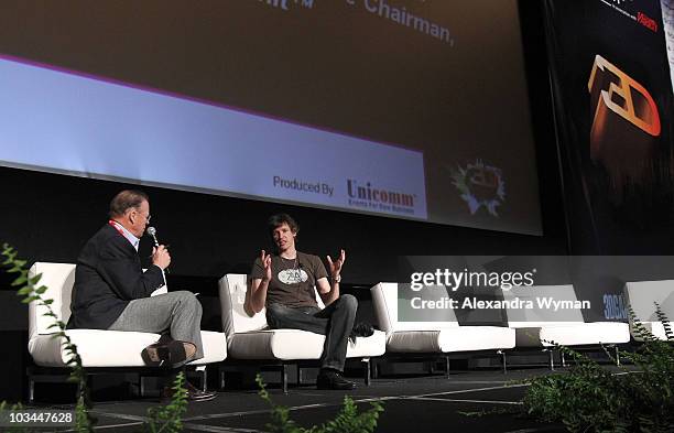 Conference Chairman and Co-Producer Bob Dowling and Director Paul W.S. Anderson speak onstage at the Variety 3D Game Summit held at the Universal...