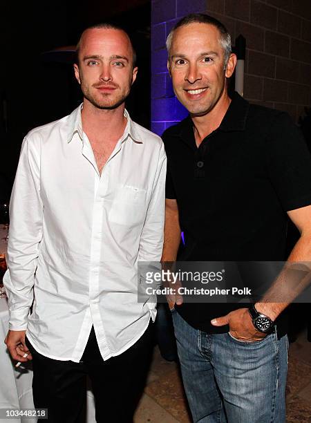 Actor Aaron Paul and professional race car driver Ken Dobson attend "Learn to Ride" with the Audi Sportscar Experience 2010, presented by Oakley at...