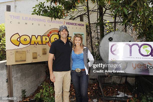 Carter Oosterhouse and Kathy Kellogg Johnson attend the Environmental Media Association and Yes to Carrots Garden Luncheon at The Learning Garden at...