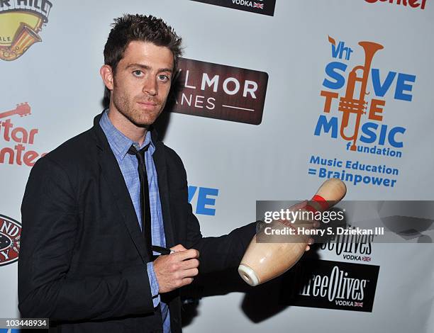 Musician Brendan James attends the Plain White T's Bowl to benefit the VH1 Save The Music Foundation at Bowlmor Lanes on August 18, 2010 in New York...