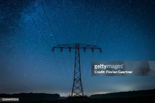 Power pole is pictured in front of the milkyway on September 15, 2018 in Gebelzig, Germany.