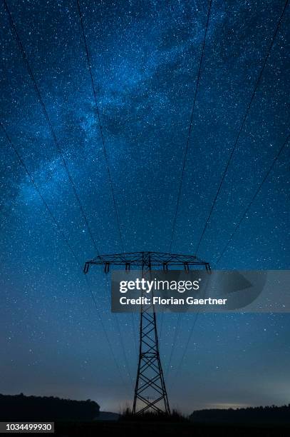 Power pole is pictured in front of the milkyway on September 15, 2018 in Gebelzig, Germany.