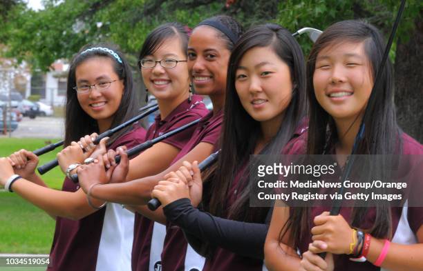 Torrance High is known for churning out LPGA players and college stars and fields a strong girls golf team this year with, from left, Anne Cheng,...