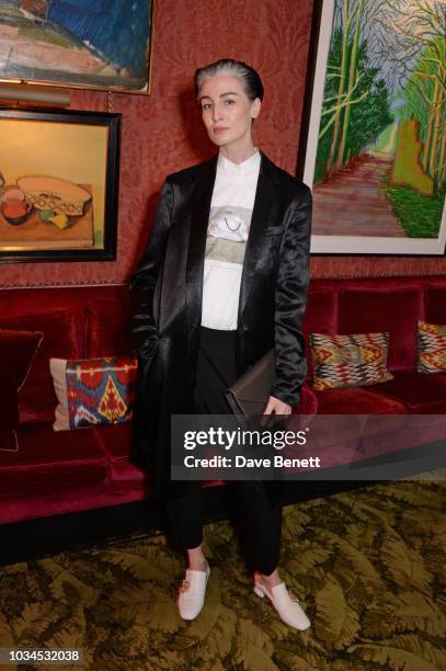 Erin O'Connor attends as Edward Enninful, David Beckham and British Vogue celebrate the 10th anniversary of Victoria Beckham at Mark's Club on...