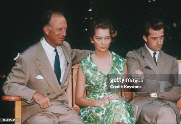 Ex King Leopold III with daughter-in-law Princess Paola and son Prince Albert of Belgium in 1961.