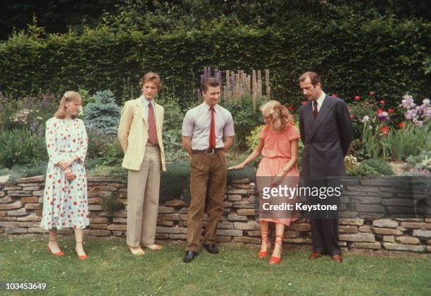 Prince Albert of Belgium with wife Princess Paola, daughter Princess Astrid and sons Princes Laurent and Philippe circa 1980.