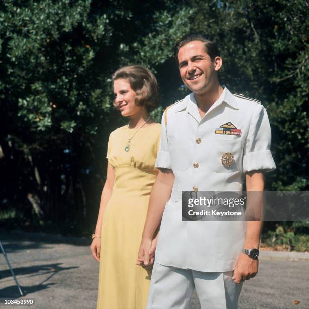 King Constantine of Greece with his fiancee Princess Anne-Marie of Denmark at his summer residence in Corfu, Greece in 1964.