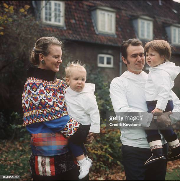 Princess Margrethe of Denmark and her husband Prince Henrik with their children Princes Joachim and Frederik during a visit to Greenland in 1970.