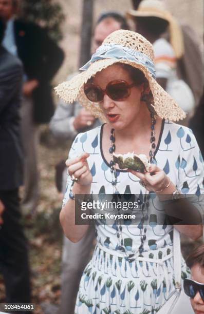 Queen Margrethe of Denmark on a visit to the Virgin Islands on June 02, 1976.
