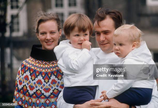 Princess Margrethe of Denmark and her husband Prince Henrik with their children Princes Frederik and Joachim during a visit to Greenland in 1970.