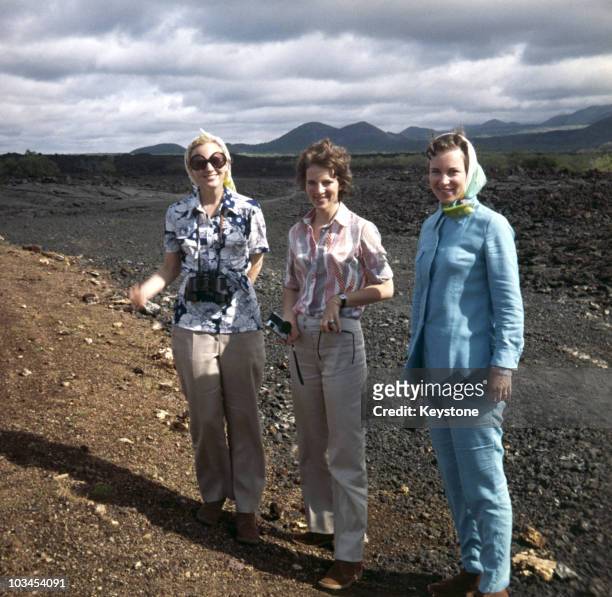 Princesses Margrethe and Benedikte of Denmark with their sisiter Queen Anne-Marie of Greece during a family holday to Africa in may 1970.