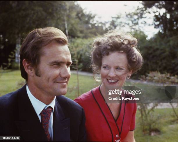 Queen Margrethe of Denmark and her husband Prince Henrik at Marselisborg Palace in Aarhus in 1972.