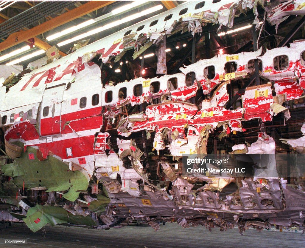 Flight 800 The wreckage of the Boeing 747, from TWA Flight 800, on which the ...