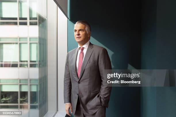 Sergio Ermotti, chief executive officer of UBS Group AG, poses for a photograph following a Bloomberg Television interview in Singapore, on Monday,...