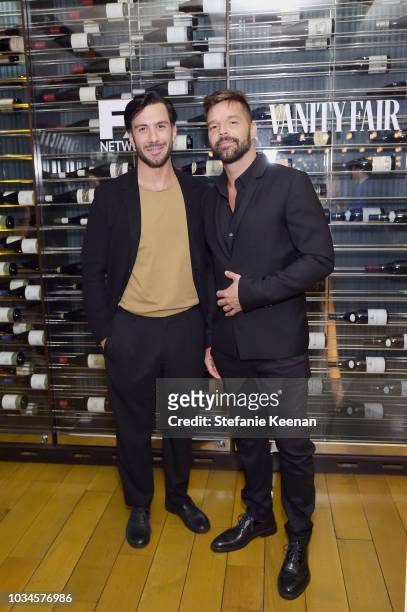 Jwan Yosef and Ricky Martin attend FX Networks celebration of their Emmy nominees in partnership with Vanity Fair at Craft on September 16, 2018 in...