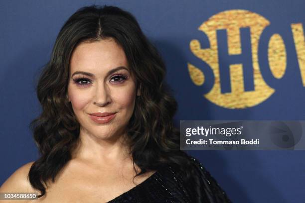 Alyssa Milano attends the Showtime Emmy Eve Nominees Celebration at Chateau Marmont on September 16, 2018 in Los Angeles, California.