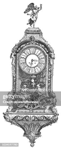 louis xiv style cartel clock by andré-charles boulle (1643–1715) - boulle work stock illustrations