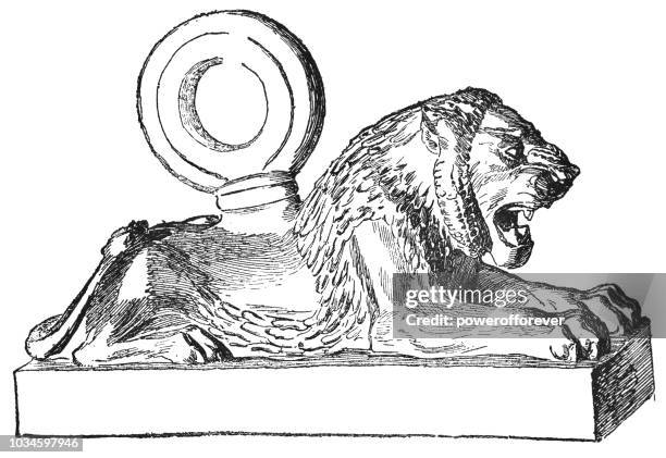 illustrations, cliparts, dessins animés et icônes de poids de lion assyrien depuis le palais de khorsabad (viiie siècle av. j.-c.) - assyrie