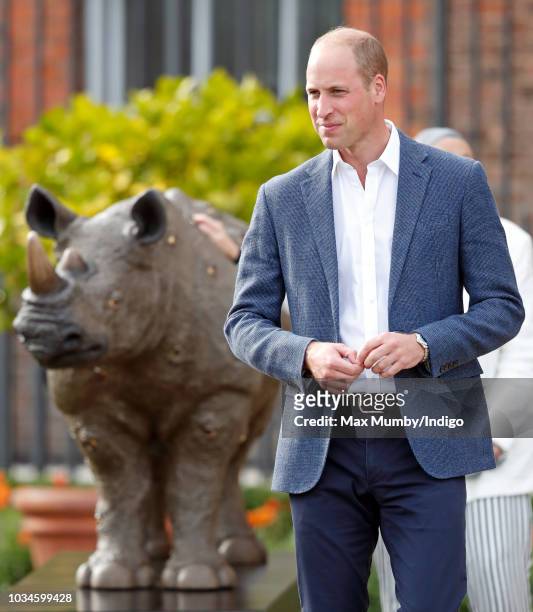 Prince William, Duke of Cambridge attends 'The Tusk Rhino Trail' celebration at Kensington Palace on September 10, 2018 in London, England. The Tusk...