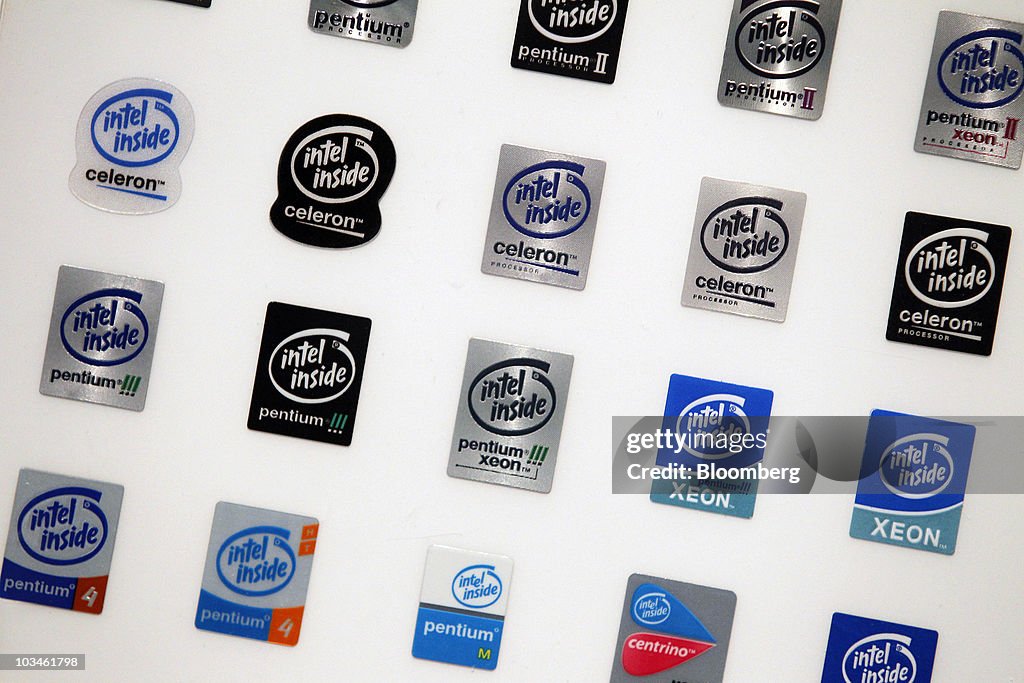 Different Intel Corp. processor stickers are shown in the Intel... News ...