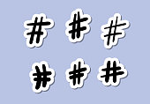 Set of hashtag signs. Vector illustration.