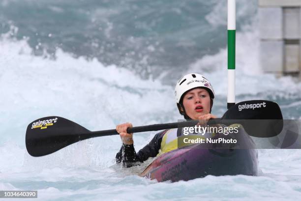 Lili Bryant of Llandysul Paddlers compete inK1 Women during Canoe Slalom UK Championships at Lee Valley White Water Centre , London, England on 16...