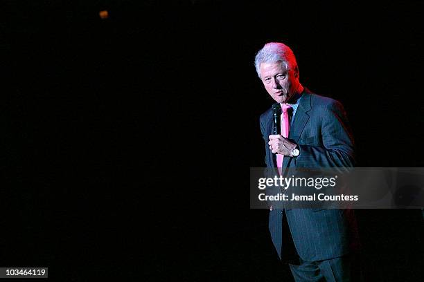 Former President William Jefferson Clinton addresses the audience in attendance at the Clinton Foundation Millennium Network Reception held at...