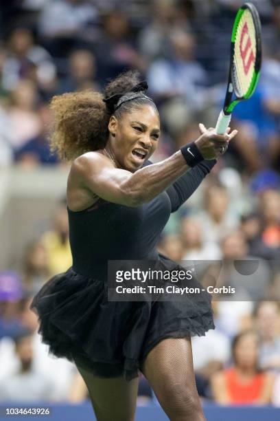 Open Tennis Tournament- Day Thirteen. Serena Williams of the United States in action against Naomi Osaka of Japan in the Women's Singles Final on...