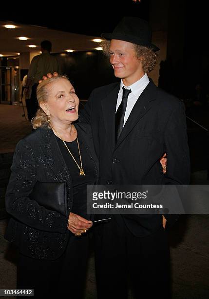 Actress Lauren Bacall with grandson Jasper Robards at the opening night of the Roundabout Theaters Off-Broadway production of "The Overwhelming" at...