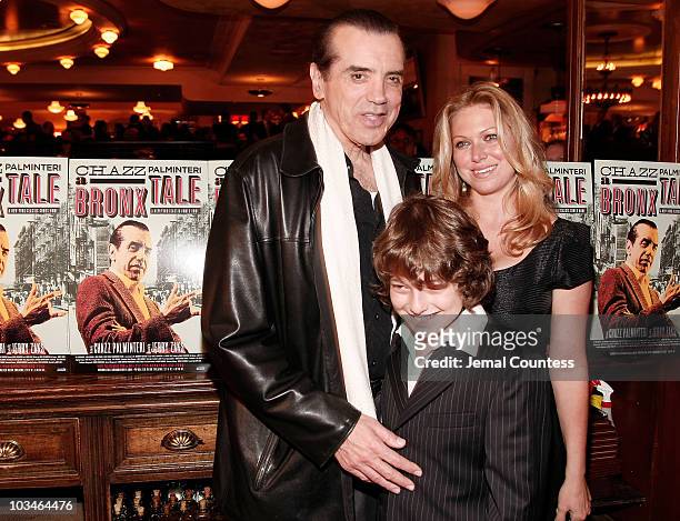 Actor Chazz Palmentari with wife Gianna Palmentari and son Dante Lorenzo Palmentari at the afterparty for the opening night Broadway Production of "A...