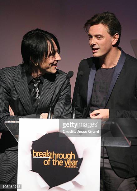 Billy Morrison and Donovan Leitch on stage at the 7th annual Hollywood Life Breakthrough of the Year Awards at the Music Box at the Fonda on December...