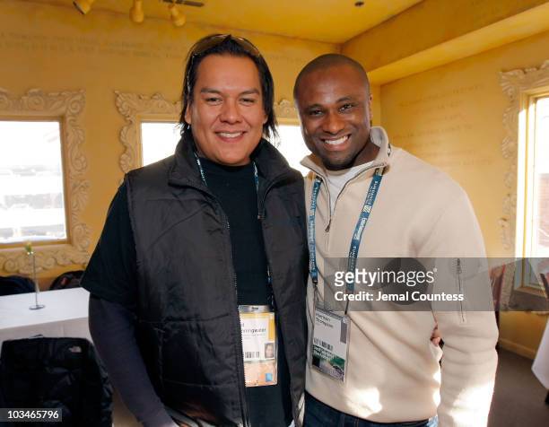 Bird Runningwater and Harrison Thompson attend the Board / Patron Leadership Circle during the 2008 Sundance Film Festival at the Cafe Terigo on...