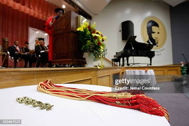 Dr. Edison O. Jackson, President of Medgar Evers College speaks during the induction ceremony at the 3rd Pi Eta Kappa Honor Society Induction...