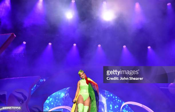 Singer Katy Perry performs at the 2018 Kaaboo Del Mar Festival at Del Mar Fairgrounds on September 16, 2018 in Del Mar, California.
